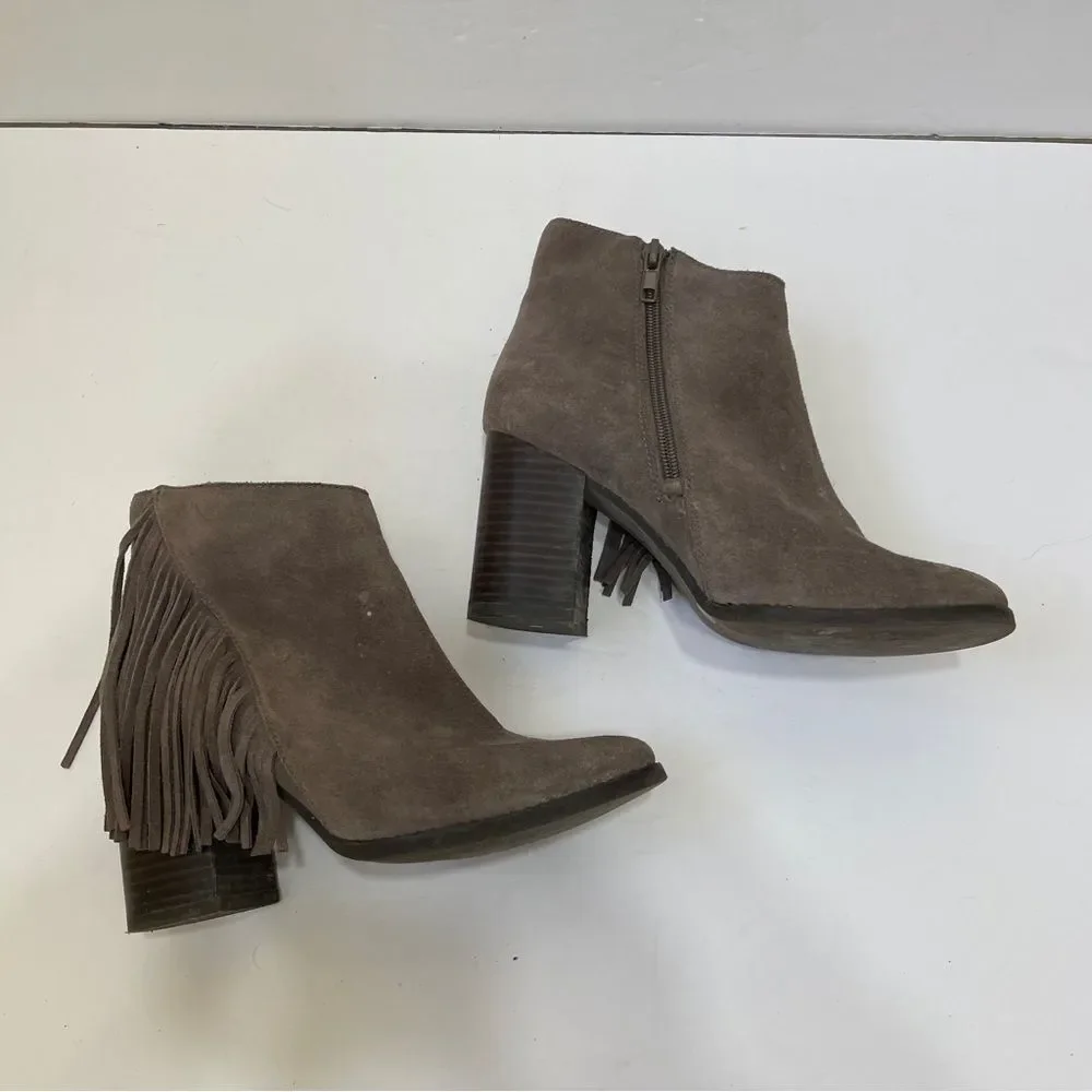 ARTURO CHANG REIDEN FRINGE ANKLE BOOTS‎ IN BROWN LEATHER